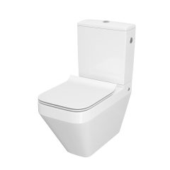   CERSANIT CREA SZÖGLETES PEREM NÉLKÜLI MONOBLOKKOS WC ALSÓ RÉSZ, HÁTSÓS KIFOLYÁSÚ, (BACK-TO-WALL KIVITEL), TARTÁLY NÉLKÜL + VÉKONYÍTOTT, LECSAPÓDÁSGÁTLÓS, DUROLPLAST, KÖNNYEN LEVEHETŐ WC-ÜLŐKE
